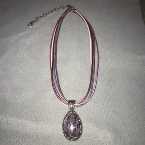 Carolyn Pollack Charoite Pendant w/ Leather